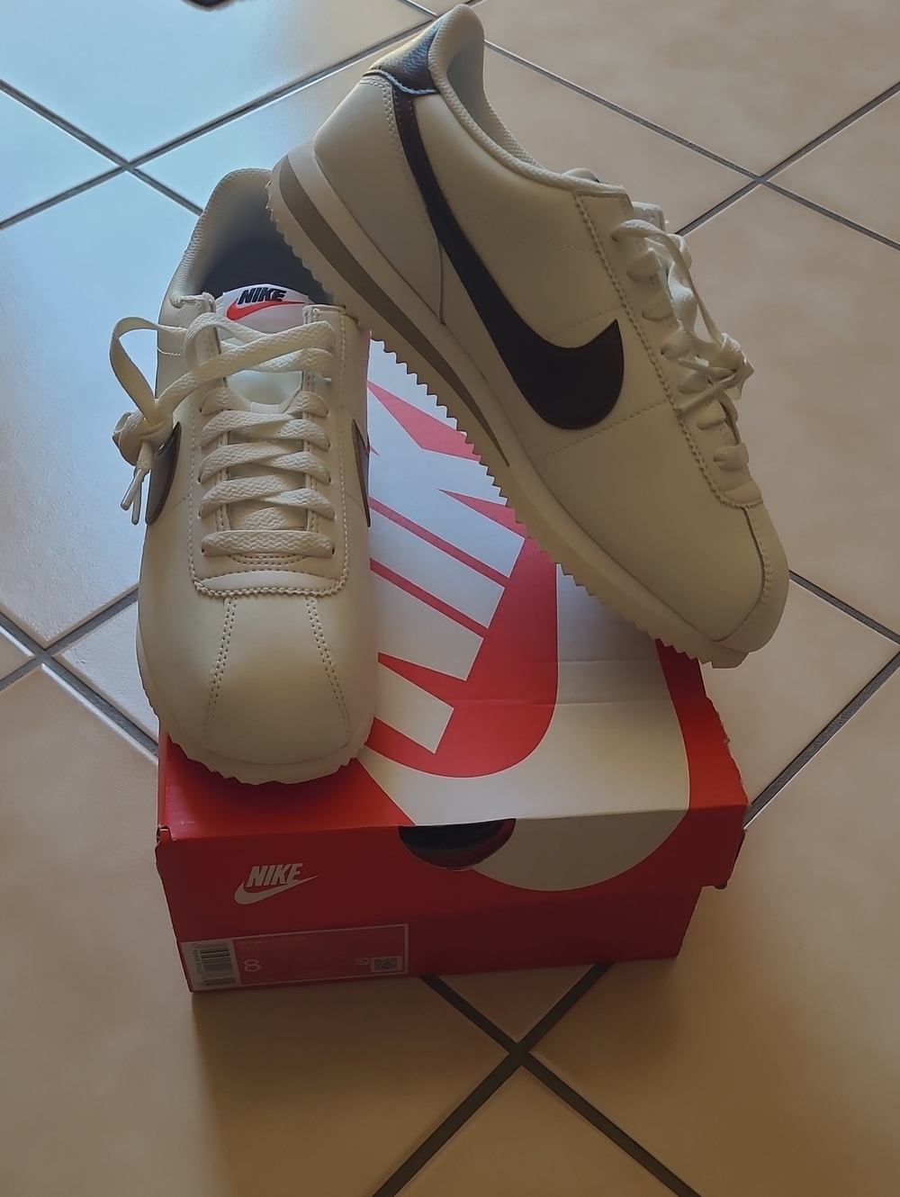 Nike Women’s Classic Cortez Sneakers in Khaki-White And Cacao